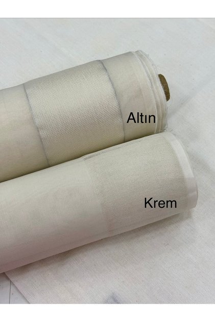İki Kenarı Etamin Boşluklu Ödemiş İpek Runner Kumaş Krem