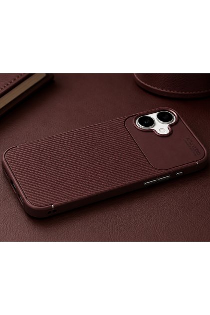 İphone 17 Kılıf Kamera Korumalı Karbon Görünümlü Focus Negro Kapak