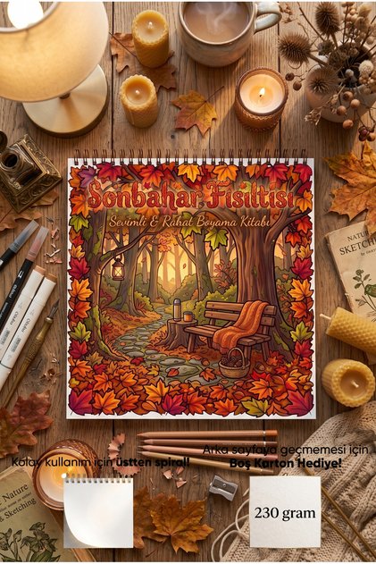 Autumn Whisper Coloring Book - 21X21 cm Coloring Book / for Children and Adults / Relaxing / Hobby / Stress Relief / Enjoyable Coloring Pages