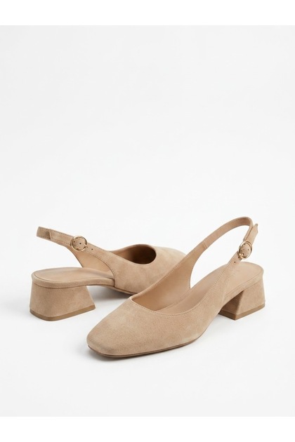 Suede Open Back Women's Short Heel Shoes