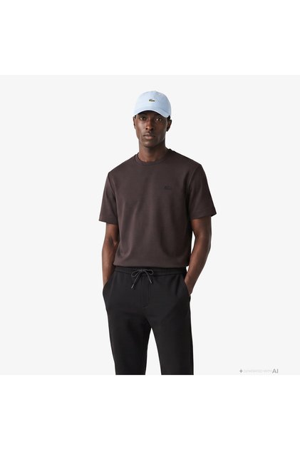 Erkek Oversize Fit Bisiklet Yaka Kahverengi T-Shirt