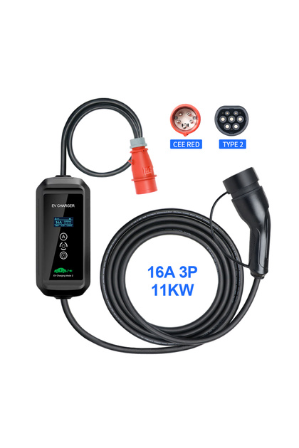 Type2 F1 Portable 11KW 16A EV Portable Charger Type2 IEC62196-2 EVSE Charging Box Electric Vehicle P