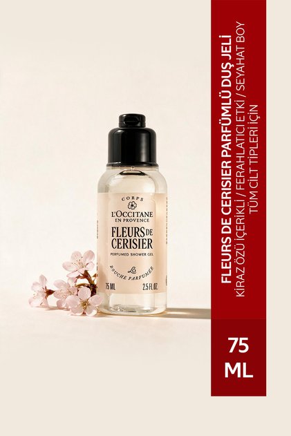 Fleurs De Cerisier Perfumed Shower Gel, Cherry Extract, Travel Size, 75 ml