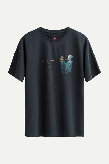 Lacivert Erkek Oversize / Relax Tişört - %100 Pamuk | (Monosansu)