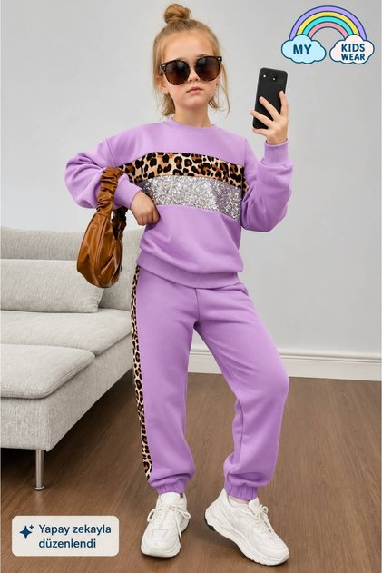 Girl's Leopard Stripe Tracksuit Set 3-14 Years 12271