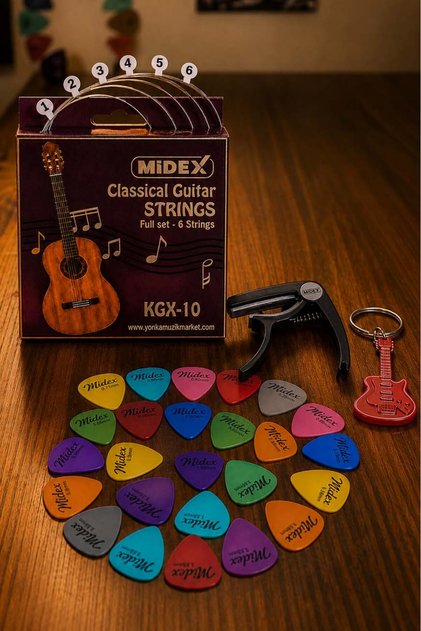 KGX-10MC Klasik Gitar Teli Takımı Pena ve Kapo (Capo) Seti