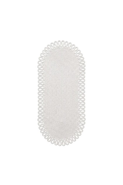 Covoraș lavabil din răchită 33x100 cm - Față de masă tricotată cu aspect oval de iută - Boem și scandinav