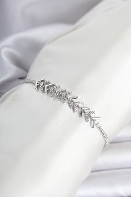 Brass Silver Color Zircon Stone Sergeant Model Waterway Women's Bracelet