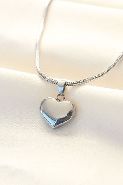 316L Steel Silver Color Heart Necklace