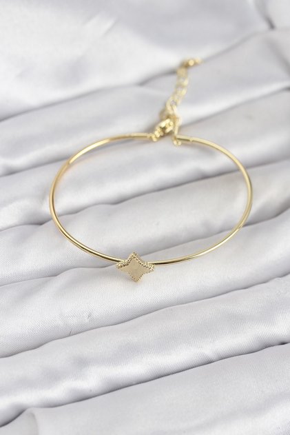Gold Color Brass Four-Leaf Clover Model Women's Bracelet