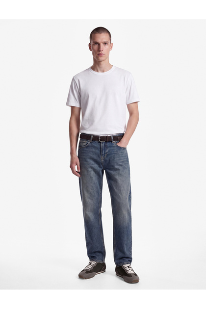 Cotton Lu Normal Waist Pocketed Vintage Straight Fit Jean Pants