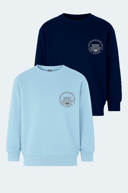 Lone Set of 2 Unisex Children's Navy Blue - Blue Sweatshirt