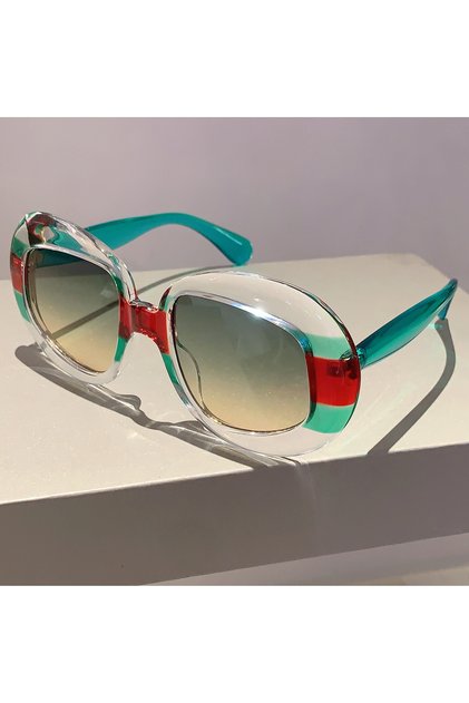 without case rg-trans-green tea KAMMPT Oversized Fashion Sunglasses 2024 New Multi Candy Color Women