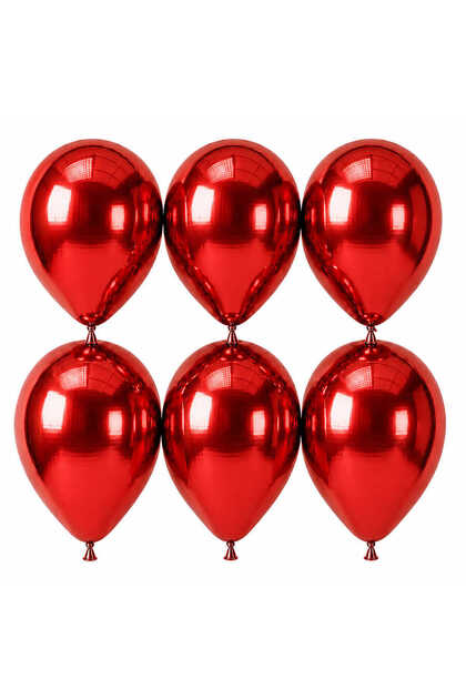 Red Color Latex Chrome Balloon (30 cm) - 6 Pieces