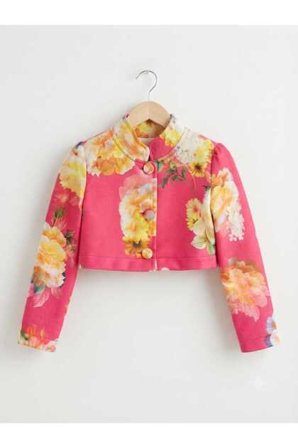 Girl's Floral Patterned Crop Jacket