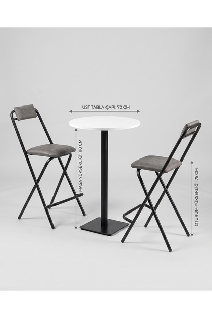 Bistro Masa Sandalye Seti 70 cm Tabla 107 cm Kokteyl Masa Kafe Balkon Seti