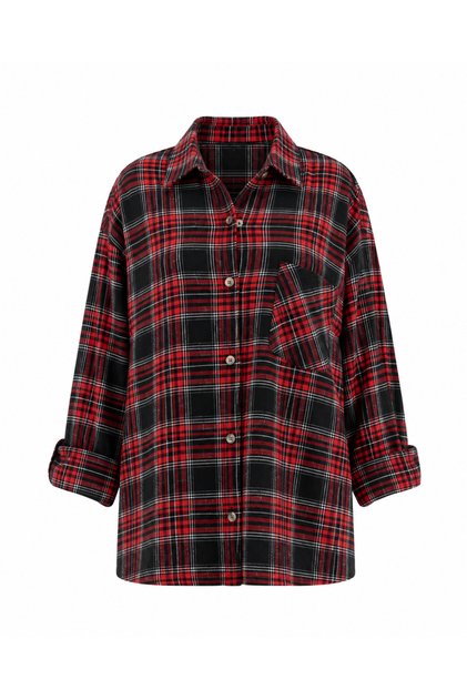 Kırmızı Ekose Oversize Gömlek