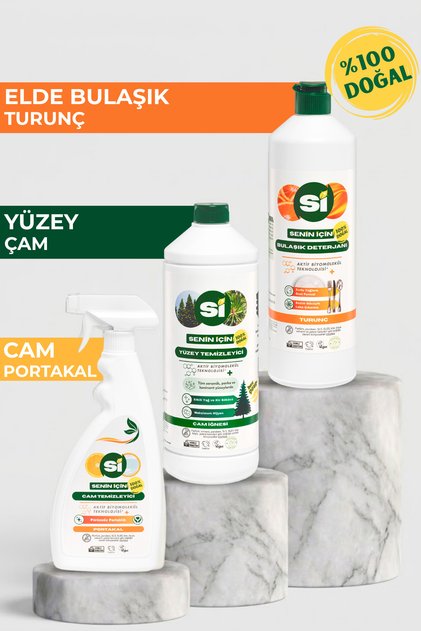 %100 Doğal Üçlü Hijyen Paketi (Bulaşık, Cam ve Yüzey)