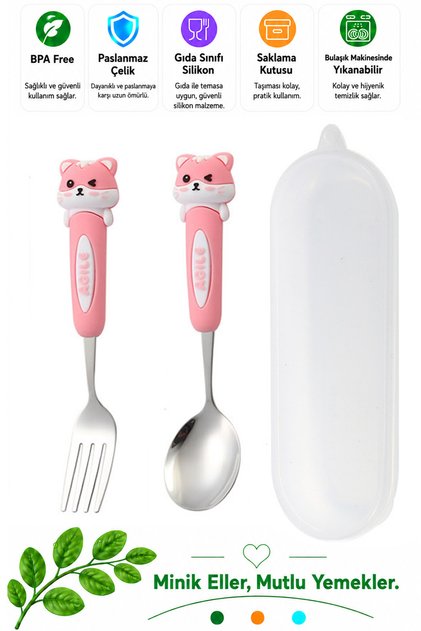 jojobebek Pembe Renk Figürlü Premium Çocuk BPA Free Paslanmaz