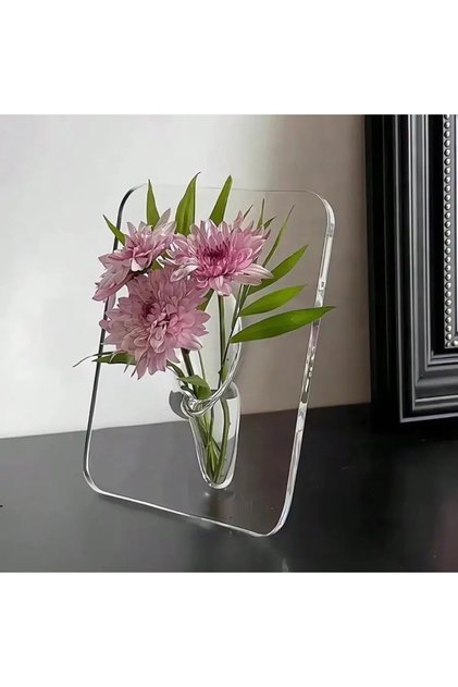 1PC Acrylic Frame Vase Clear Modern Flower Display Art Decor Living Room Home Decoration Desktop Boo