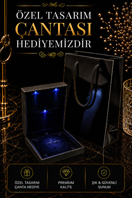 Premium LED Işıklı Lüks Takı Set Kutusu / Kolye Küpe Yüzük Bileklik Gerdanlık Kutusu / Kuyumcu Mücevher Sunum Kutusu / Özel Tasarım Çantasıyla