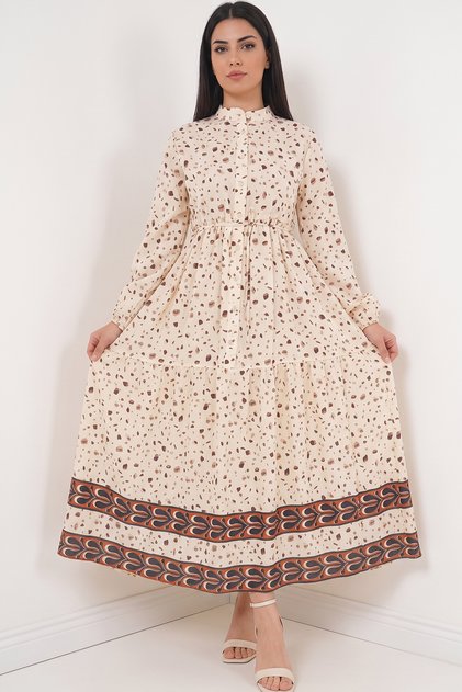Rochie lungă pentru femei, cu model, 2586 - roz