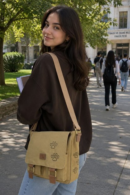 Waterproof Canvas Camel Paw Business School Briefcase Laptop Bag