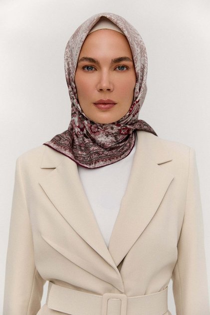 Floral Bordürlü Jakarlı Eşarp