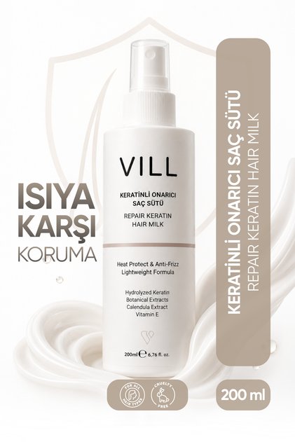 Keratin İçeren Saç Bakım Sütü Isı Koruyucu ve Elektriklenme Karşıtı 200 ml