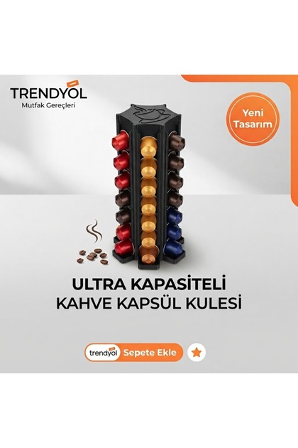 Kahve Kapsül Standı ve Düzenleyici - 35li Nespresso ve Starbucks Uyumlu Kapsül Kulesi