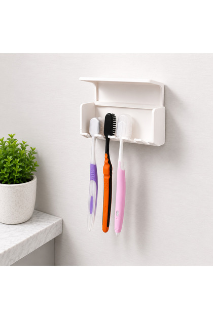 Kapaklı Diş Fırçası Tutucu Duvara Monte Banyo Organizeri