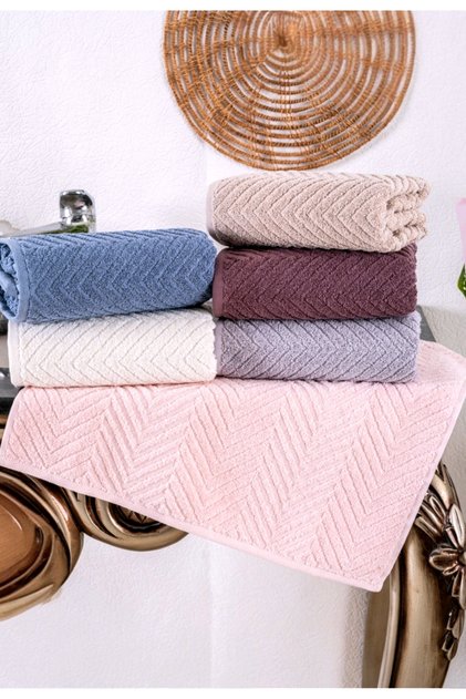 Zikzak %100 Pamuklu 6 Adet 50x90 cm El Yüz Havlusu