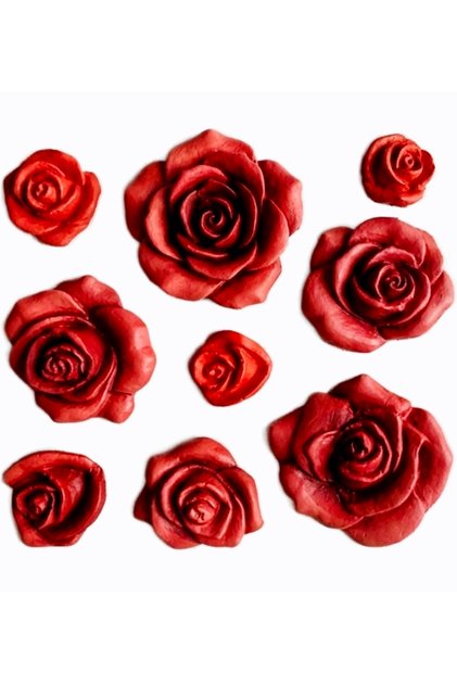 Set of 10 Rose Flower Silicone Molds K-1609, Polyester Scented Stone Soap Plaster Candle Mold