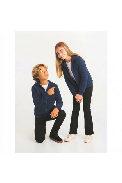 Girl's Winter 3-Strand Hooded School Jacket with Pockets Cardigan