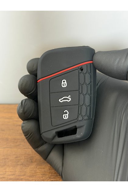 For Volkswagen Passat Skoda Oktavia Superb Seat Smart 3 Button Honeycomb Pattern Key Remote Protection Case Black Red