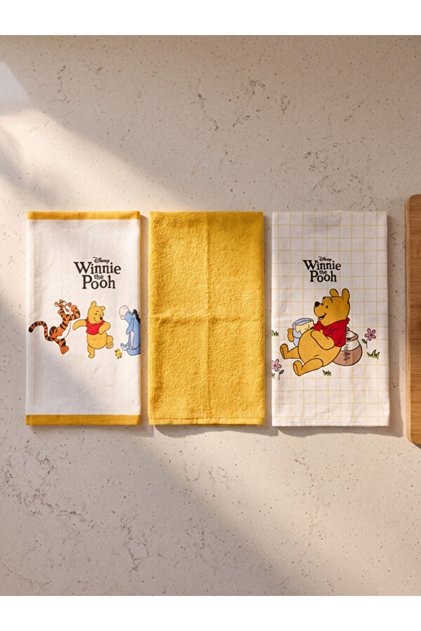 Esvab • Modern & Distinctive Winnie the Pooh Printed Cotton Tea Towels 3-Pack 40X50 cm