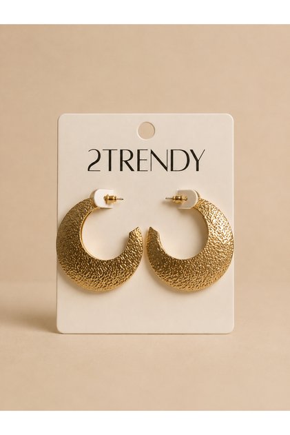 Fashion Hammered Pattern Wide Gold Hoop Earrings for Women