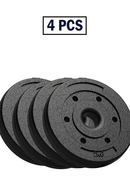 2kg Dumbbell Plate (4 Pack), Reinforced Plastic Weight Plate Ideal for Home Gym, Dumbbell Cylinders and Bar, Dumbbell, Weights