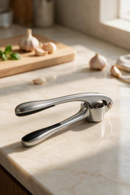 Premium Stainless Steel Garlic Crusher Ergonomic Metal Body Kitchen Garlic Press