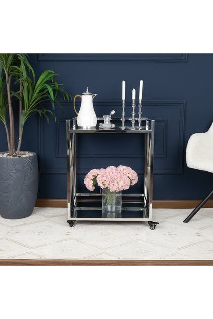 Elegant Stainless Steel Serving Cart - Silver - 60x45x77 cm