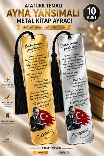 Ataturk's Words to the Young People Themed Metal Bookmark