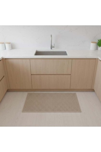 Tiko Chenille Woven Fabric Rubber Kitchen/Area Mat 45x75 cm Light Brown
