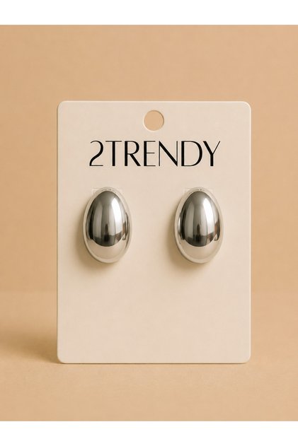 Silver Color Women's Earrings with Embossed Texture Design
