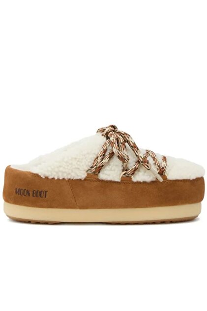 Saboti de zapada, Moon Boot, piele naturala, bej/maro, 37-38 EU