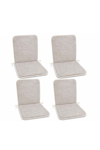 4 Adet Rattan Arkalıklı Sandalye Minderi (Kalınlık 4cm)-Primer Bej Yeni