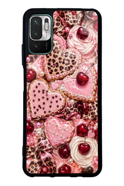 Xiaomi Redmi Note 10 5g Glossy Phone Case with Cherry Leopard Sweetheart Design