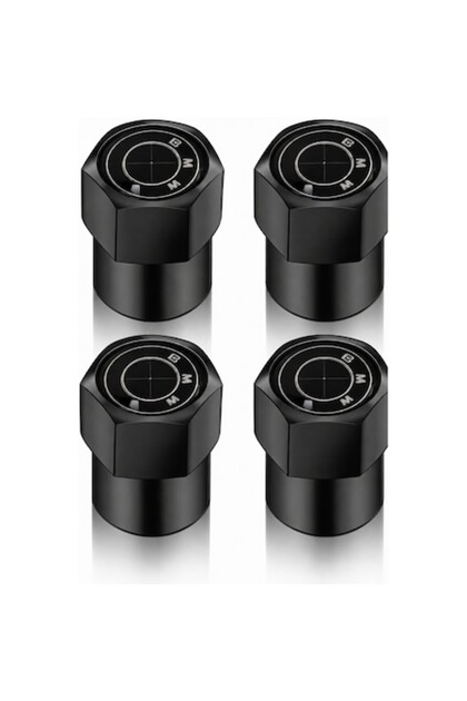 Set de 4 capace de valve auto din aluminiu, hexagonale, Seria, negre