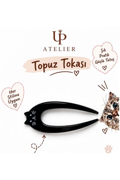 Cat Figured Bone Bun Hairpin 11cm