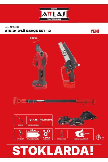 Atb 21 3'lü Bahçe Set-2 Teleskobik Sap+32 Mm Budama Makası+budama Testeresi A0104183