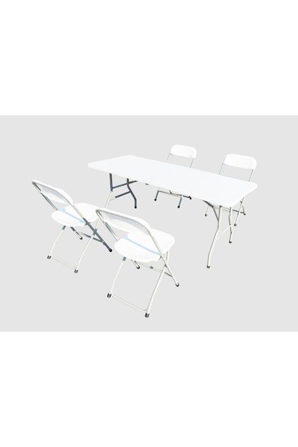 Set de masă HEINNER cu 4 scaune pliabile din plastic
